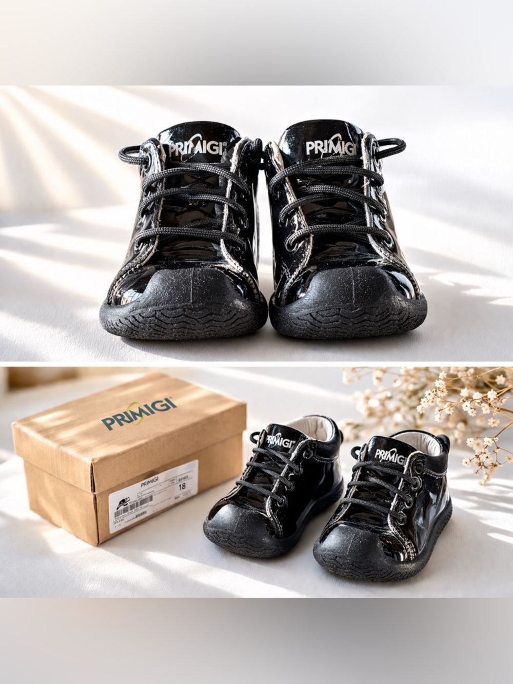 Primigi Black Patent Leather Baby Shoes EU 18 | First Walker Dress Shoes